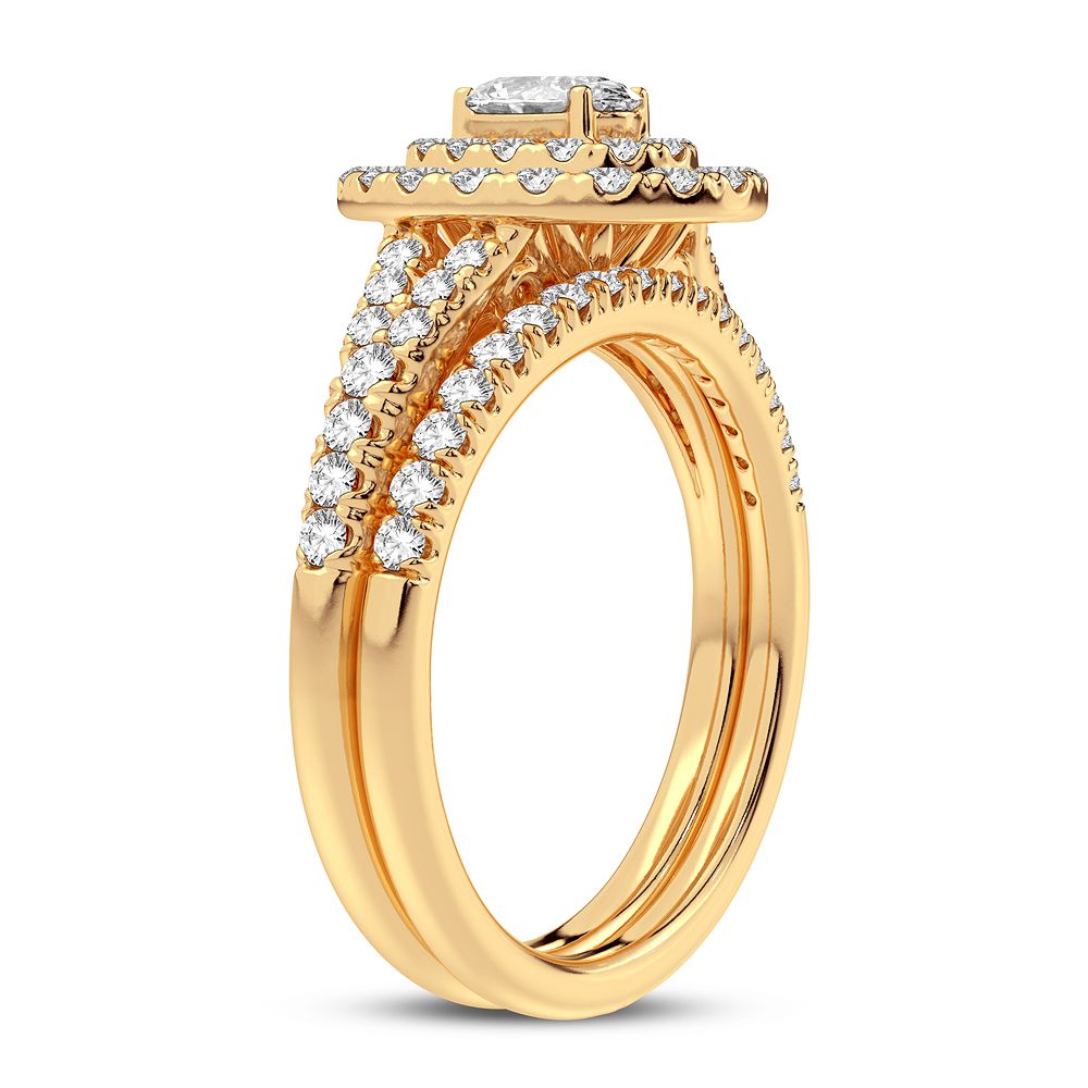 14K Yellow Gold 1CT Lab Diamond Bridal Ring Sparkle