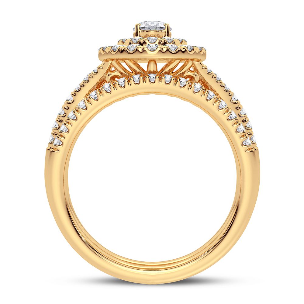 14K Yellow Gold 1CT Lab Diamond Bridal Ring Sparkle