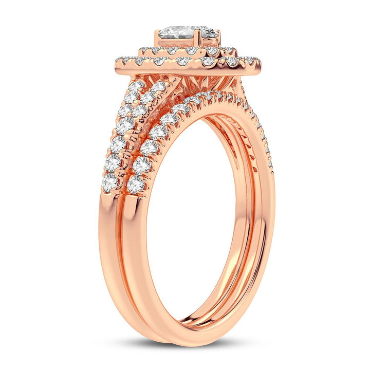 Romantic 14k Rose Gold Lab Diamond Bridal Ring 1CT