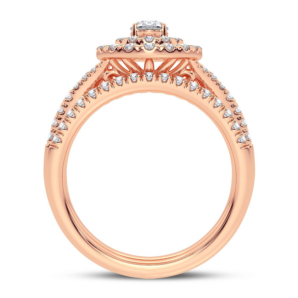 Romantic 14k Rose Gold Lab Diamond Bridal Ring 1CT