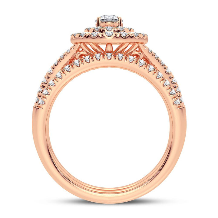 Romantic 14k Rose Gold Lab Diamond Bridal Ring 1CT