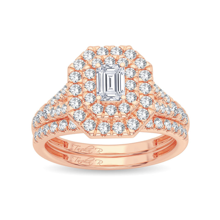 Romantic 14k Rose Gold Lab Diamond Bridal Ring 1CT
