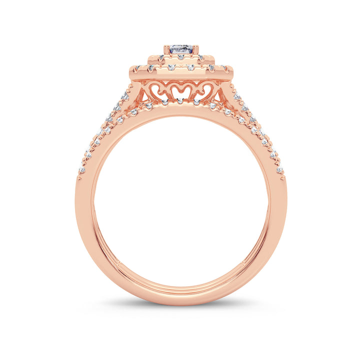 Romantic 14k Rose Gold Lab Diamond Bridal Ring 1CT