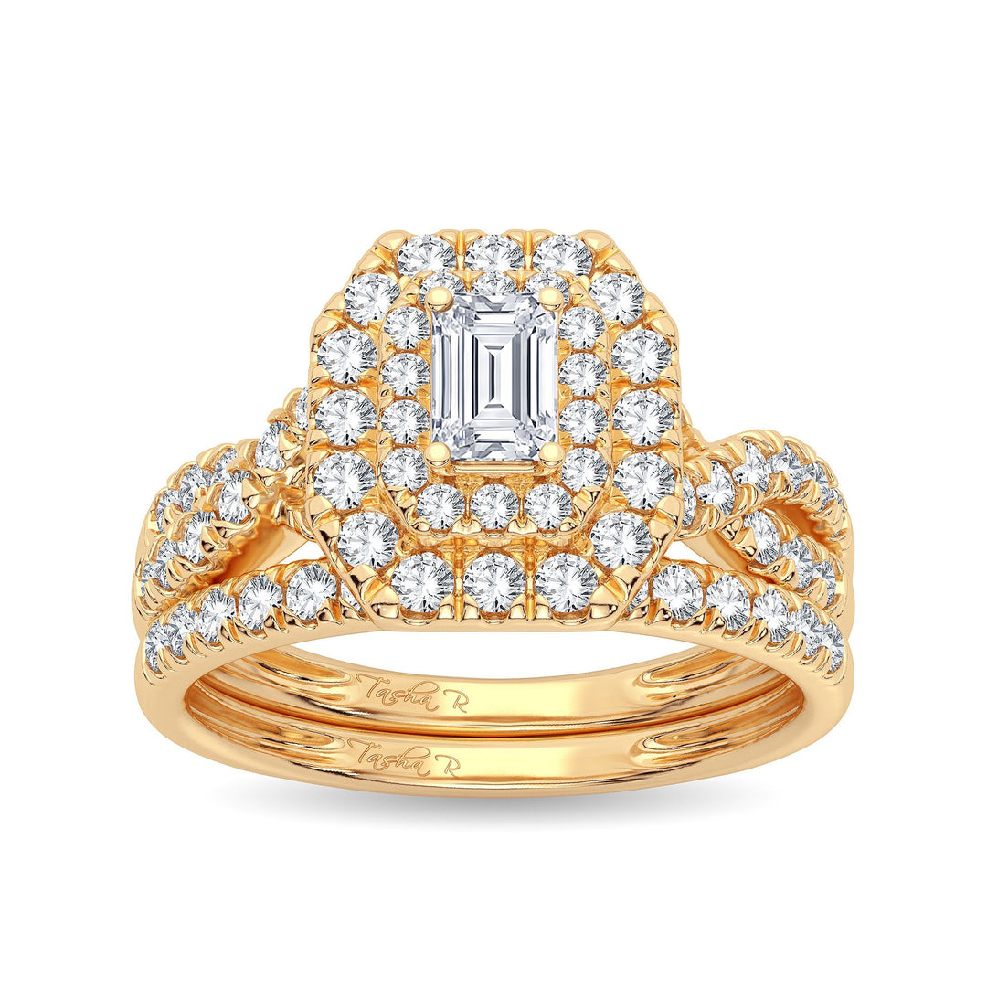 14K Yellow Gold 1CT Lab Diamond Bridal Ring Elegance