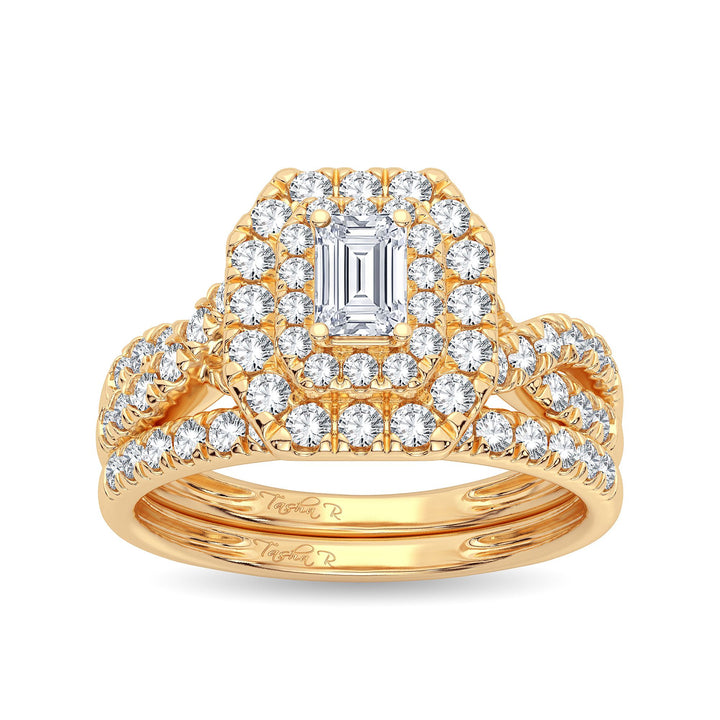 14K Yellow Gold 1CT Lab Diamond Bridal Ring Elegance