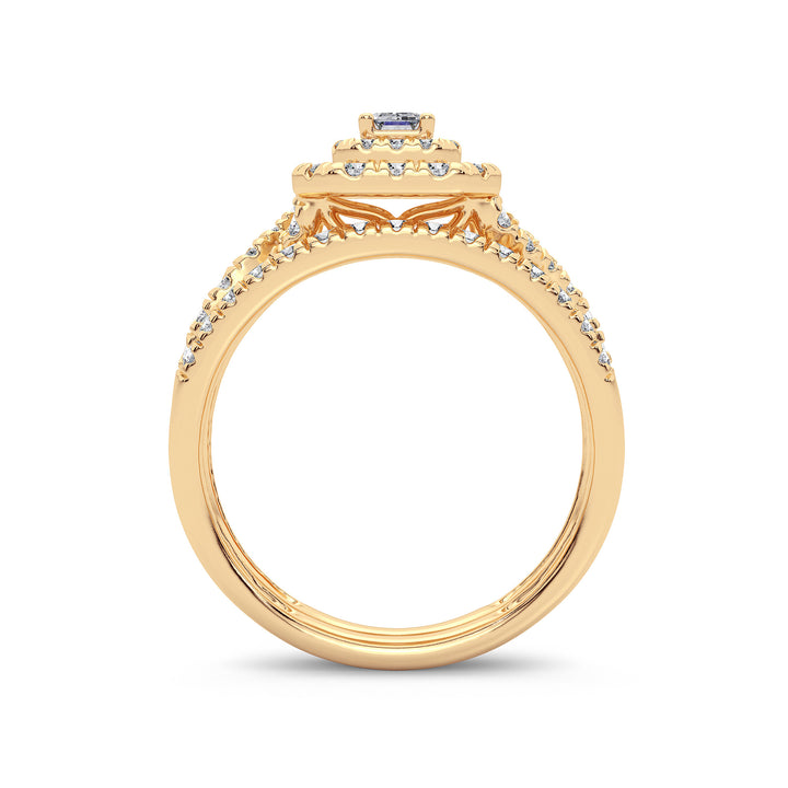 14K Yellow Gold 1CT Lab Diamond Bridal Ring Elegance