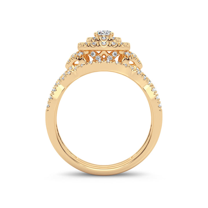 14K Yellow Gold Lab Diamond Bridal Ring - 1CT Elegance