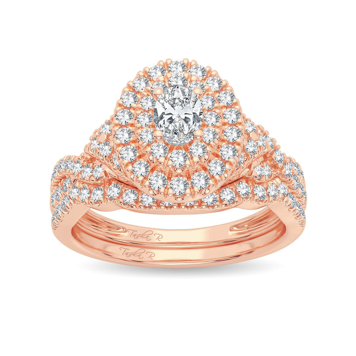 Elegant 14k Rose Gold 1CT Lab Diamond Engagement Ring