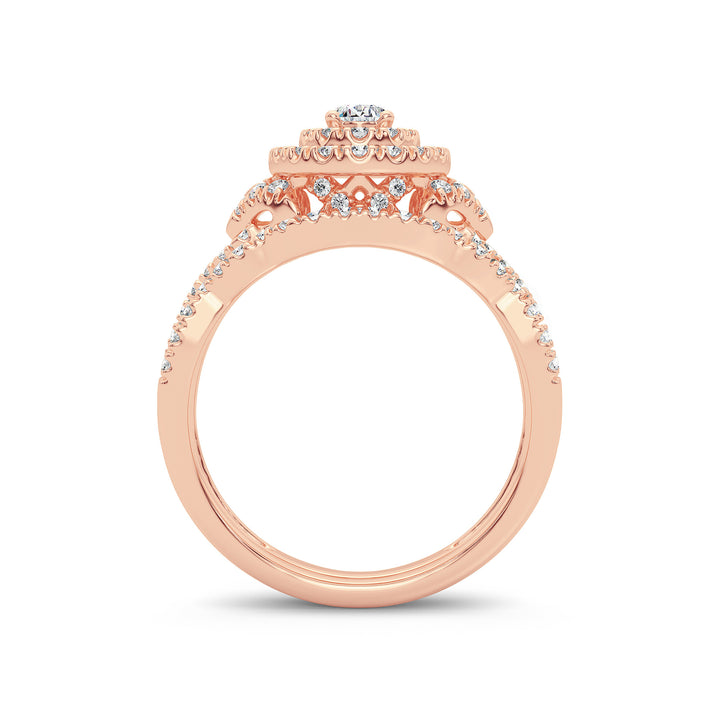 Elegant 14k Rose Gold 1CT Lab Diamond Engagement Ring