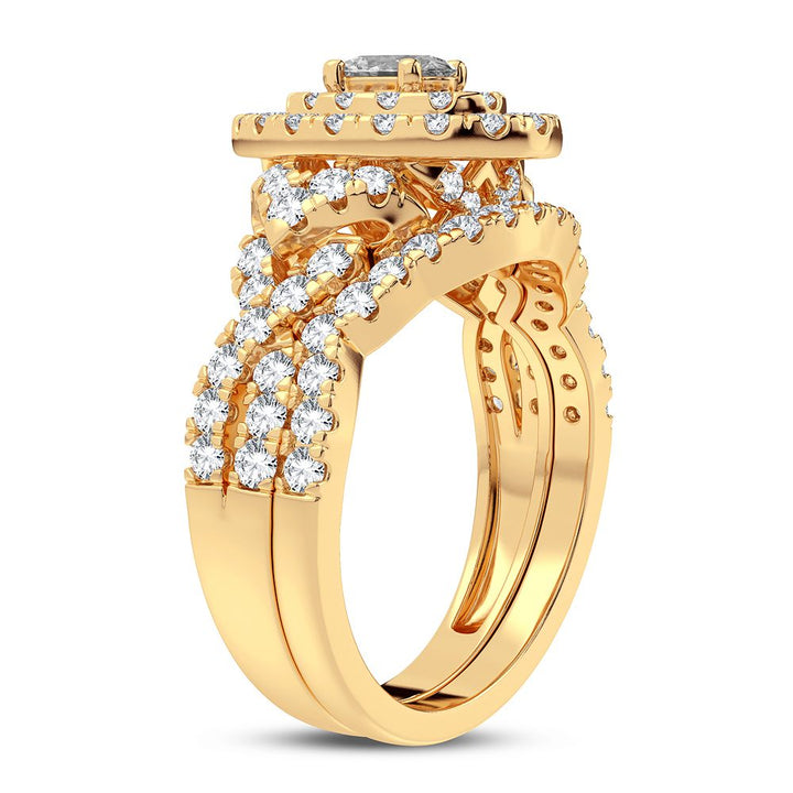 14K Yellow Gold Lab Diamond Bridal Ring - 1.50CT Elegance