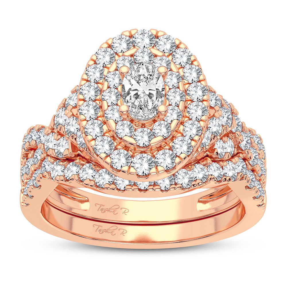 Romantic 14k Rose Gold 1.50CT Lab Diamond Bridal Ring