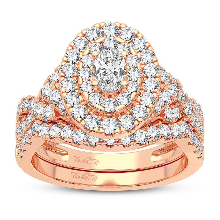 Romantic 14k Rose Gold 1.50CT Lab Diamond Bridal Ring