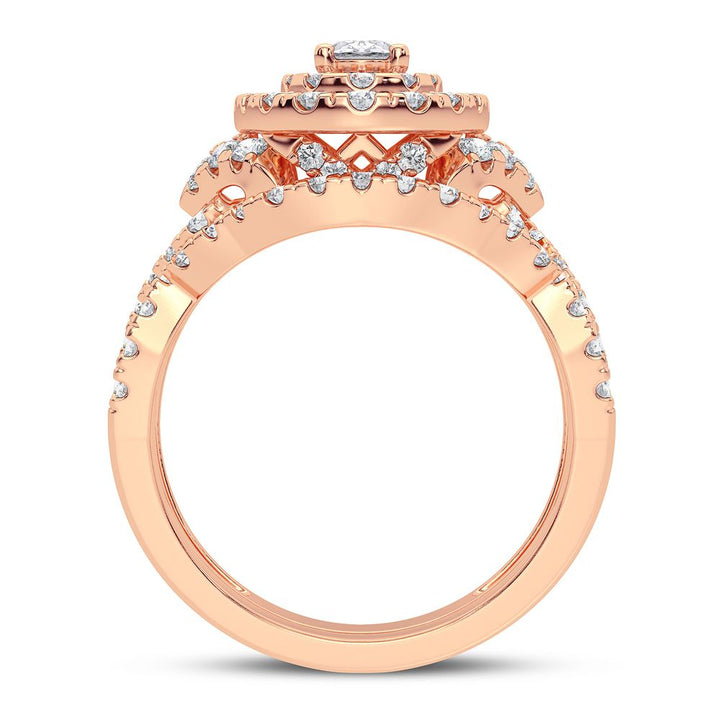 Romantic 14k Rose Gold 1.50CT Lab Diamond Bridal Ring