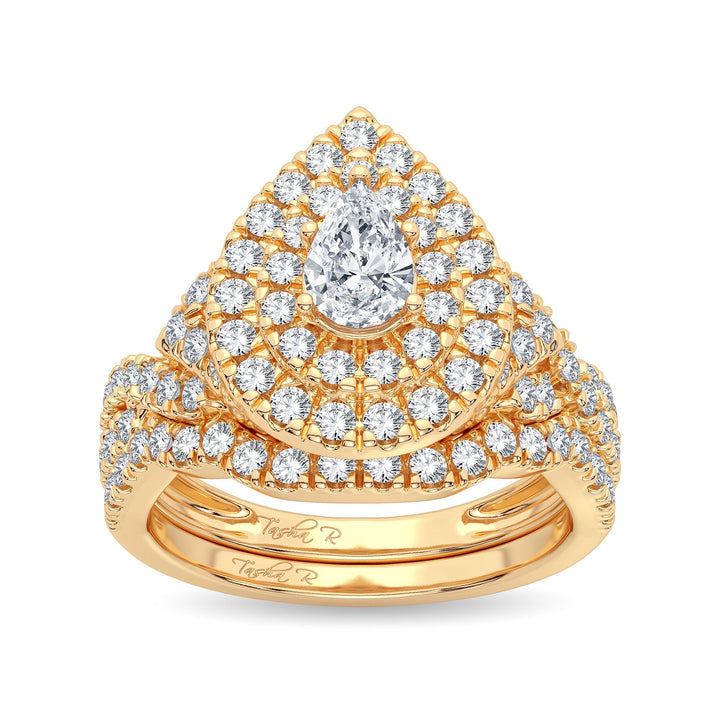 14K Yellow Gold 1.50CT Lab Diamond Bridal Ring Elegance