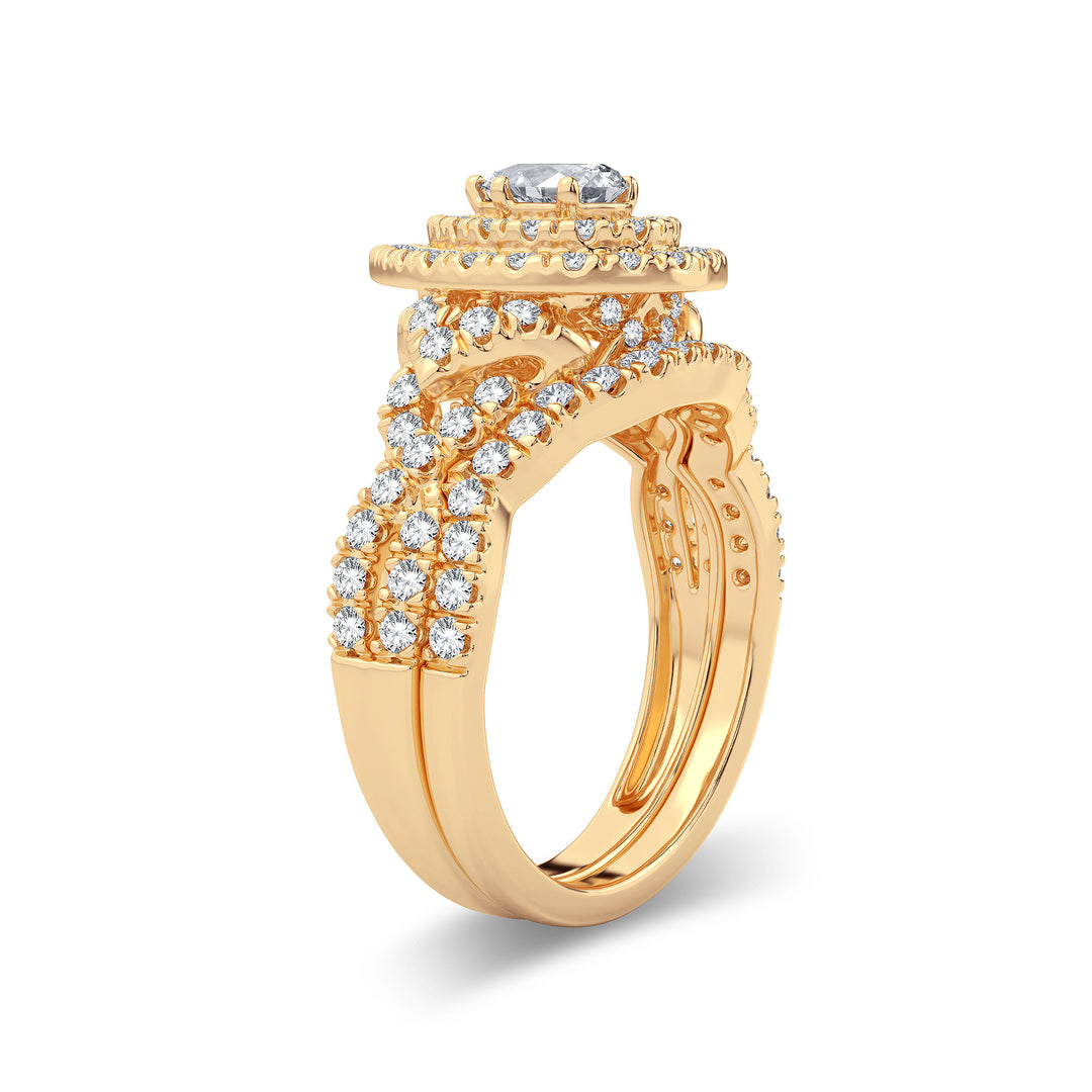 14K Yellow Gold 1.50CT Lab Diamond Bridal Ring Elegance