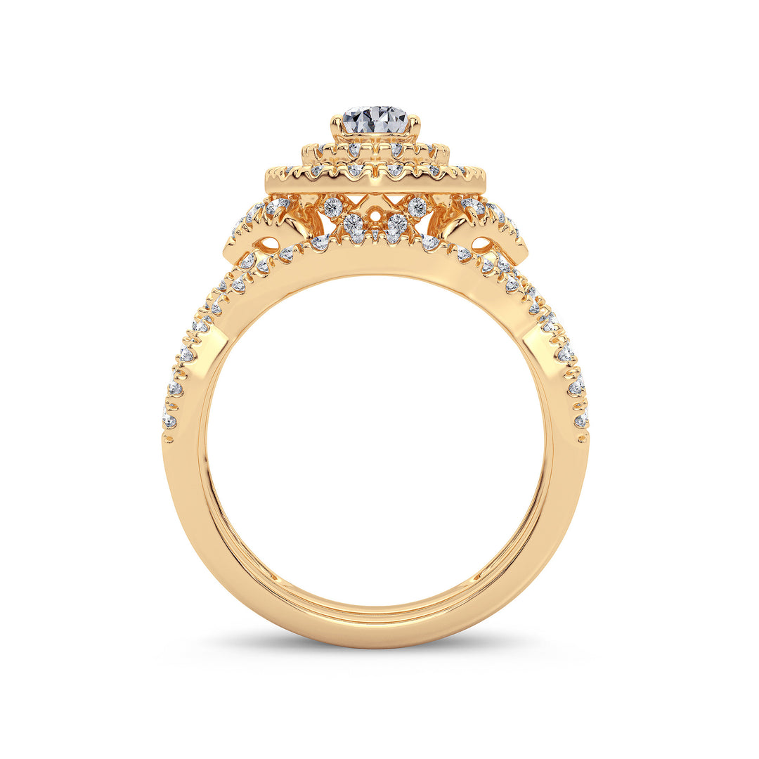 14K Yellow Gold 1.50CT Lab Diamond Bridal Ring Elegance