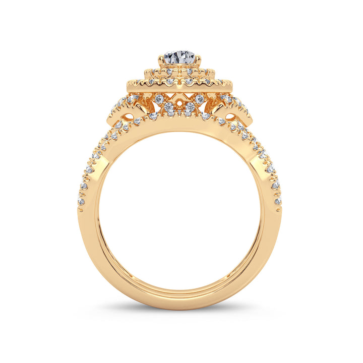 14K Yellow Gold 1.50CT Lab Diamond Bridal Ring Elegance