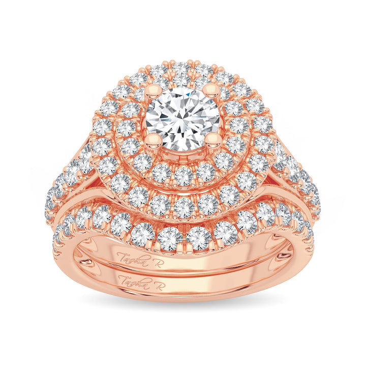 Romantic 14k Rose Gold 2ct Lab Diamond Bridal Ring