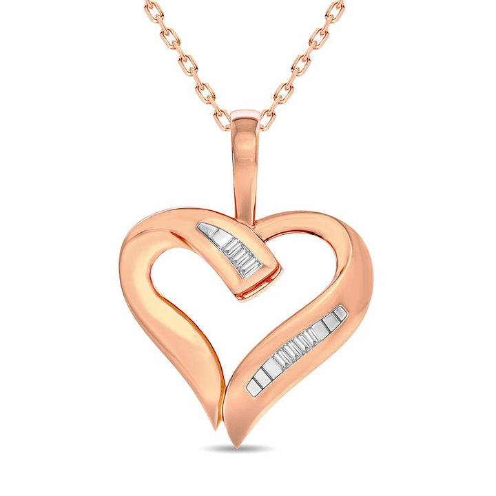 Chic 10k Rose Gold 0.04CT Lab Diamond Pendant for Women