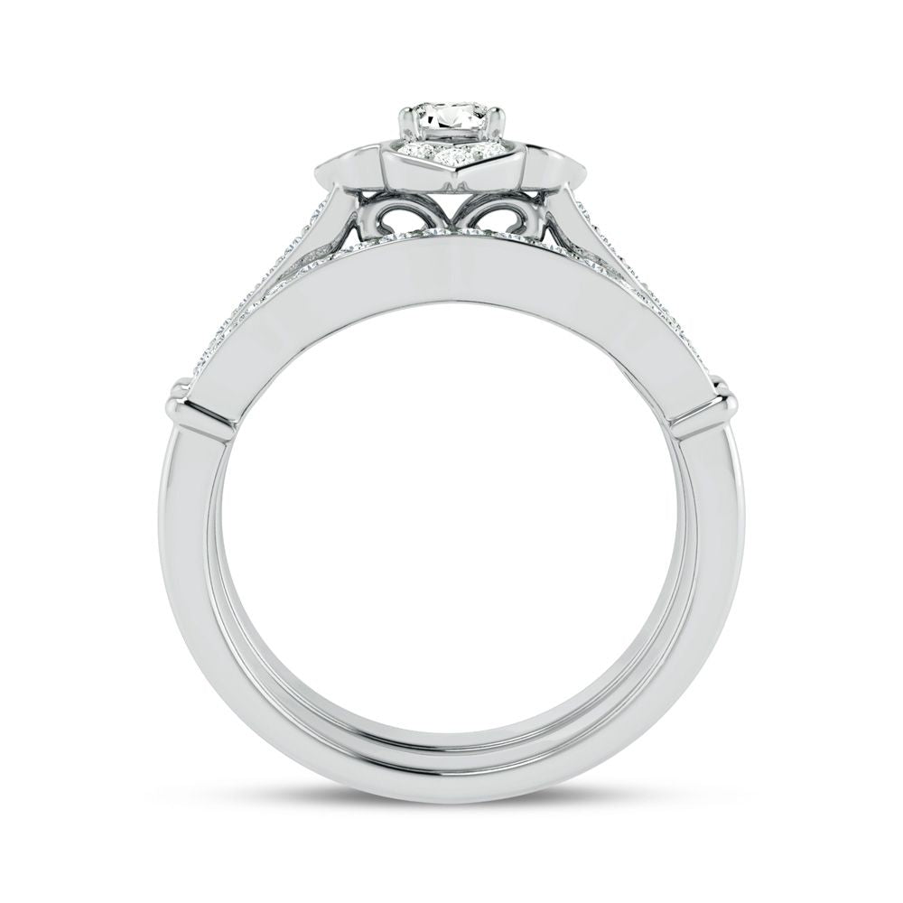 Sparkling 14k White Gold Lab Diamond Bridal Ring (0.50ct)