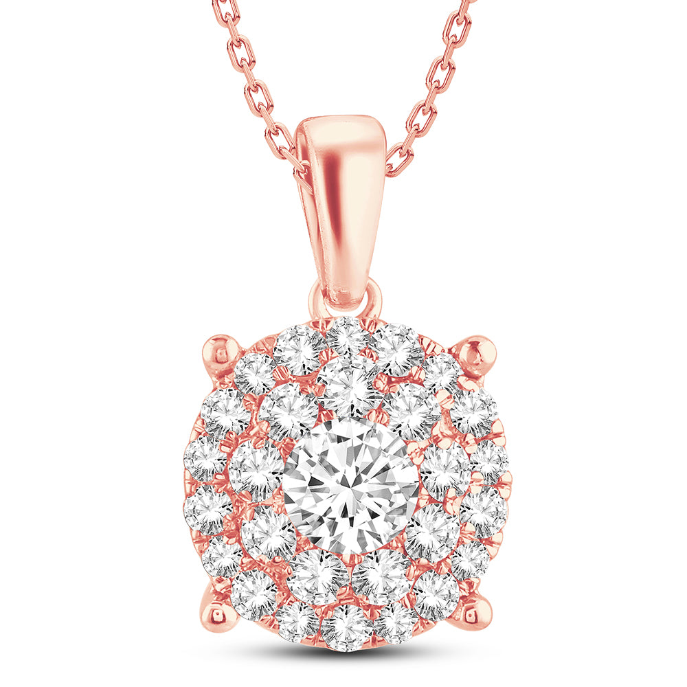 14K Rose Gold 1.00ct Diamond Pendant