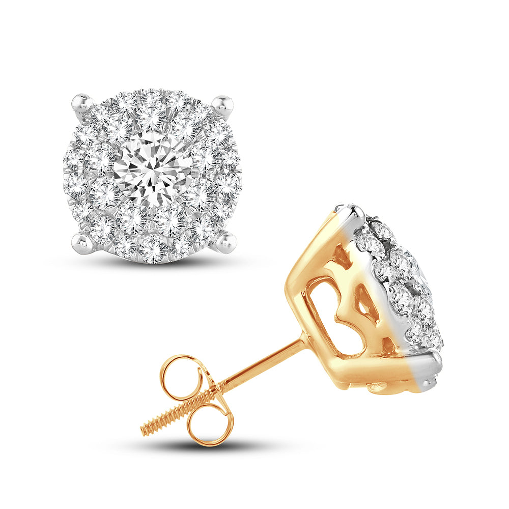 Luminous 14k Yellow Gold Lab Diamond Stud Earrings - 1.54CT