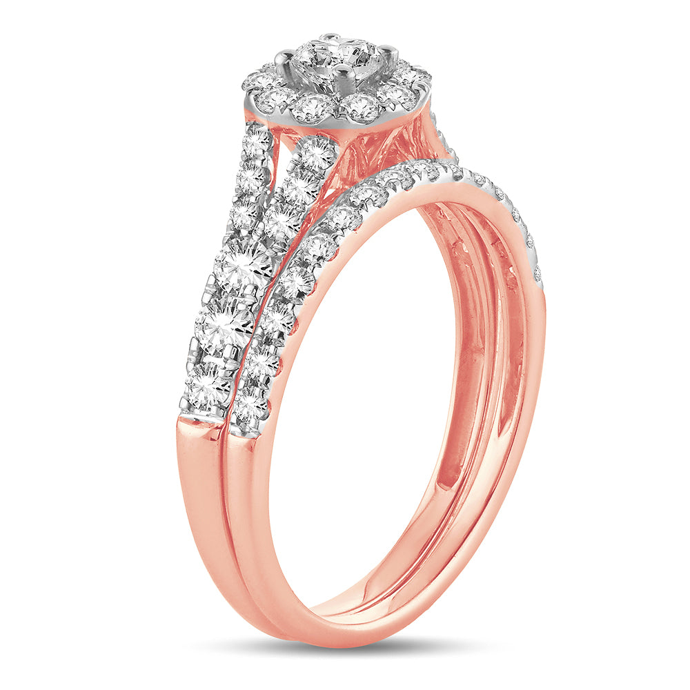 Romantic 14k Rose Gold Lab Diamond Bridal Ring (1CT)