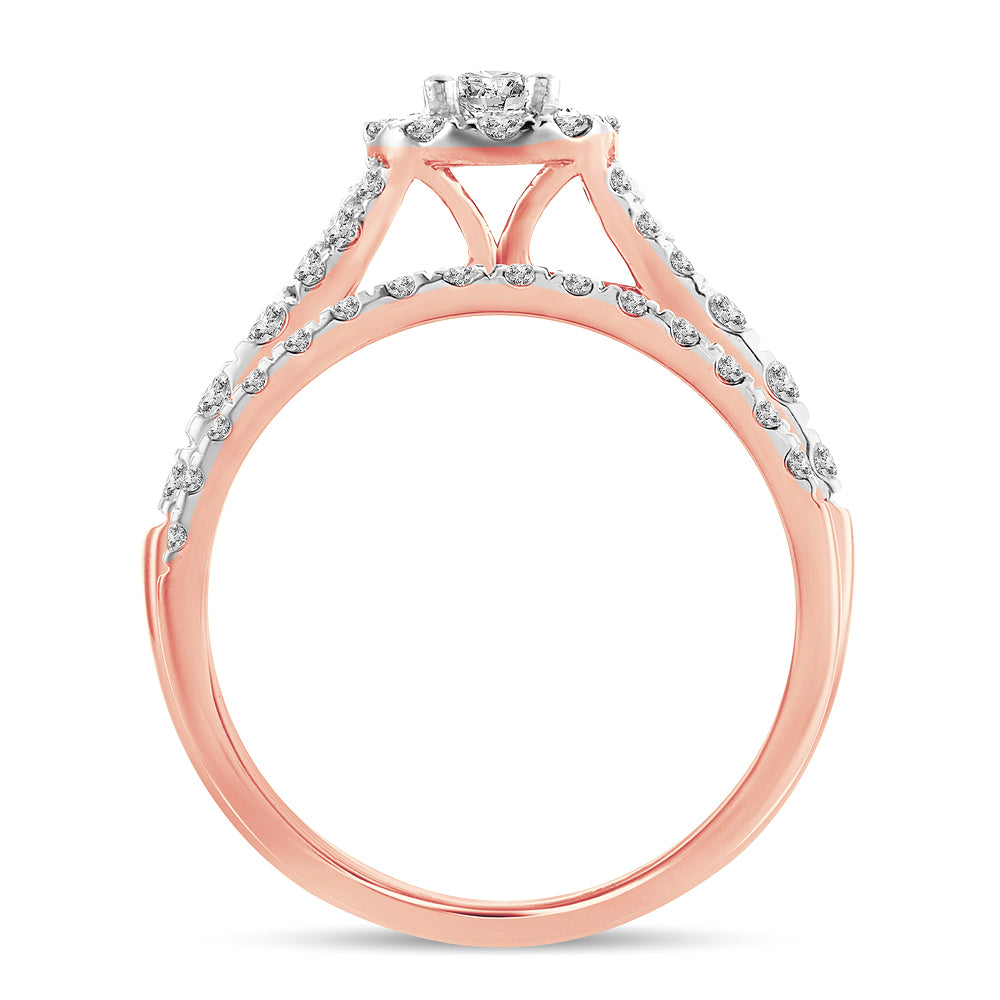 Romantic 14k Rose Gold Lab Diamond Bridal Ring (1CT)