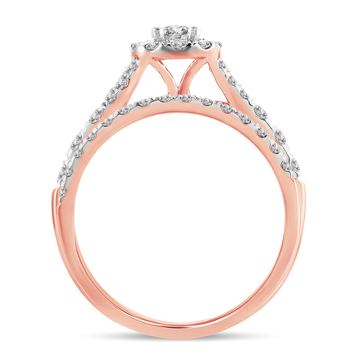 Romantic 14k Rose Gold Lab Diamond Bridal Ring (1CT)