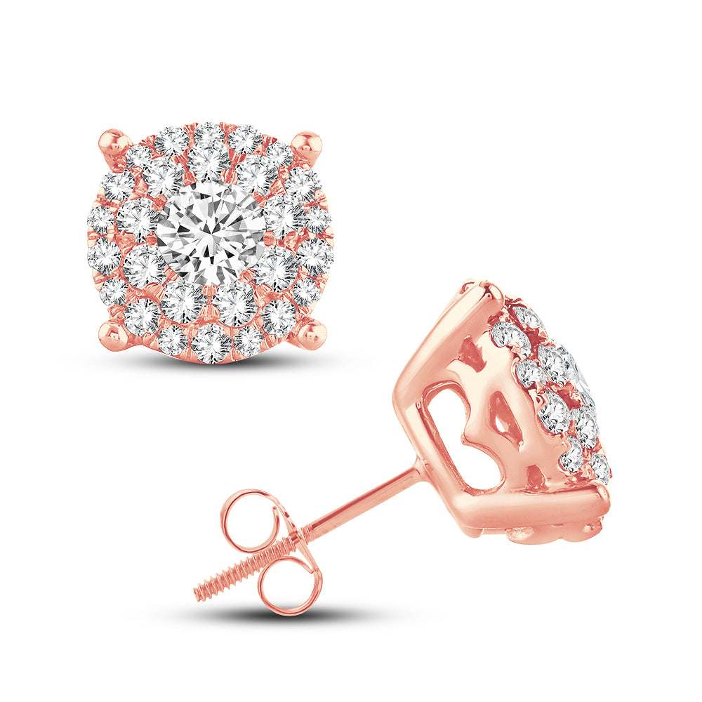 Romantic Rose Gold Lab Diamond Stud Earrings - 1.54CT Brilliance