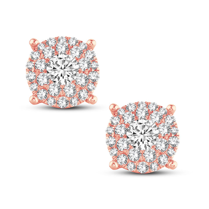 Romantic Rose Gold Lab Diamond Stud Earrings - 1.54CT Brilliance