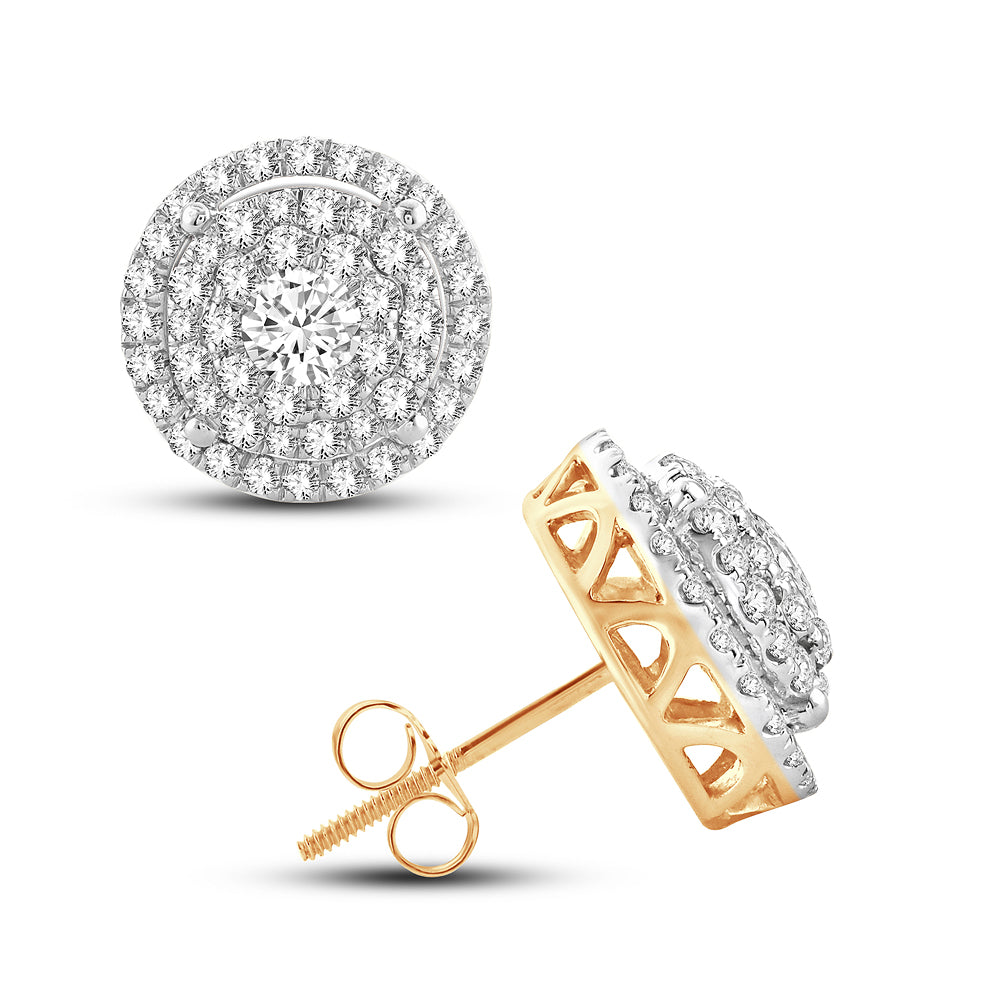 14k Yellow Gold 2.05CT Lab Diamond Stud Earrings
