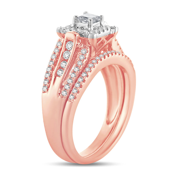 Romantic 14k Rose Gold Lab Diamond Bridal Ring