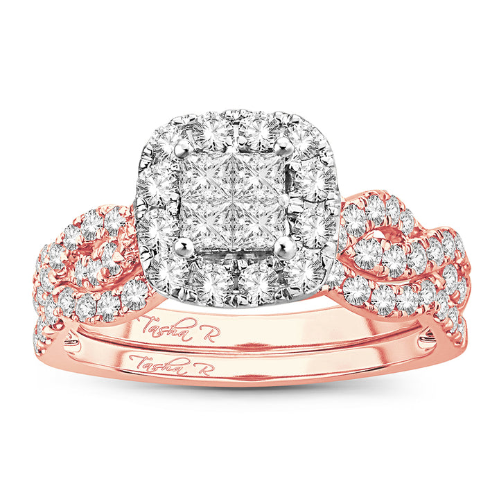 Romantic 14k Rose Gold 1CT Lab Diamond Engagement Ring