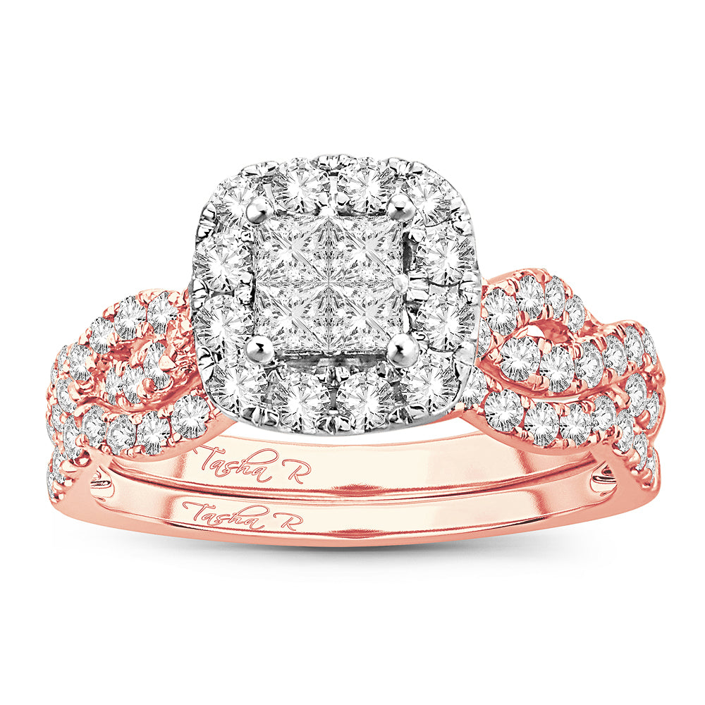 14K Rose Gold 1.00CT Diamond Bridal Ring