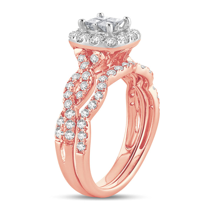 Romantic 14k Rose Gold 1CT Lab Diamond Engagement Ring