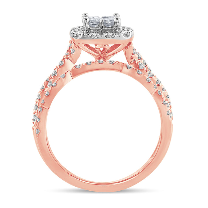 Romantic 14k Rose Gold 1CT Lab Diamond Engagement Ring