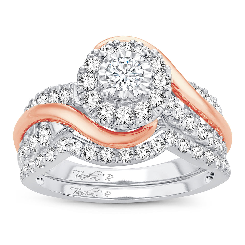 Romantic 14k Rose Gold Lab Diamond Bridal Ring (1.10CT)