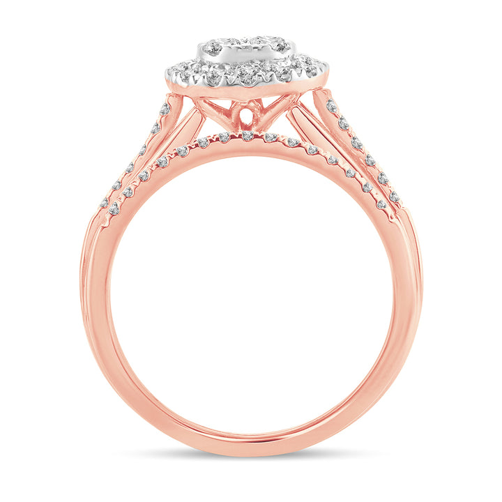 Romantic 14k Rose Gold Lab Diamond Bridal Ring Set