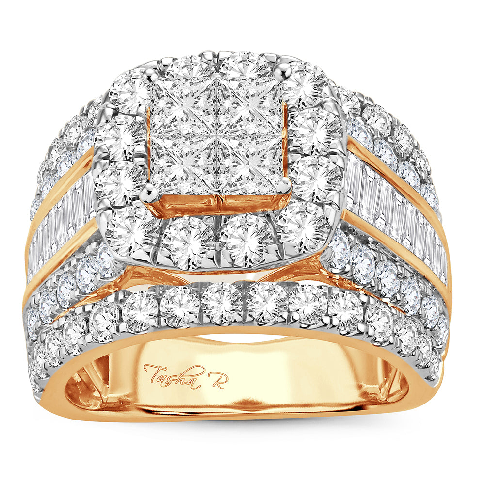 14K Yellow Gold 4CT Lab Diamond Bridal Ring for Her