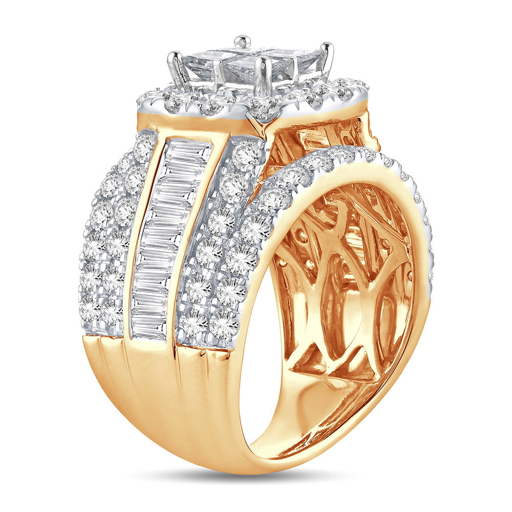 14K Yellow Gold 4CT Lab Diamond Bridal Ring for Her