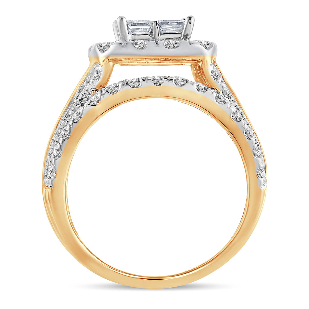 14K Yellow Gold 4CT Lab Diamond Bridal Ring for Her