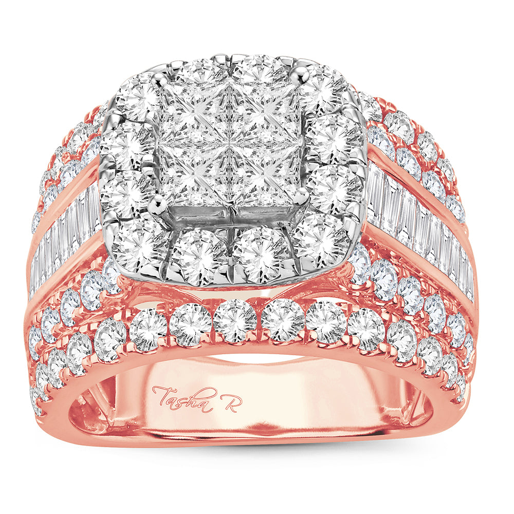 Romantic 14k Rose Gold 4CT Lab Diamond Bridal Ring