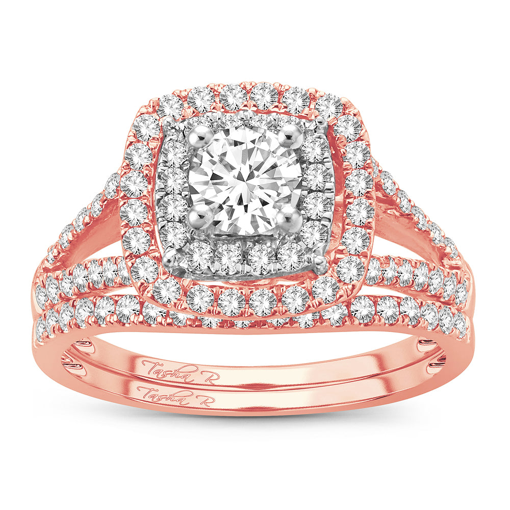 14K Rose Gold 1.11Ct Diamond Bridal Ring