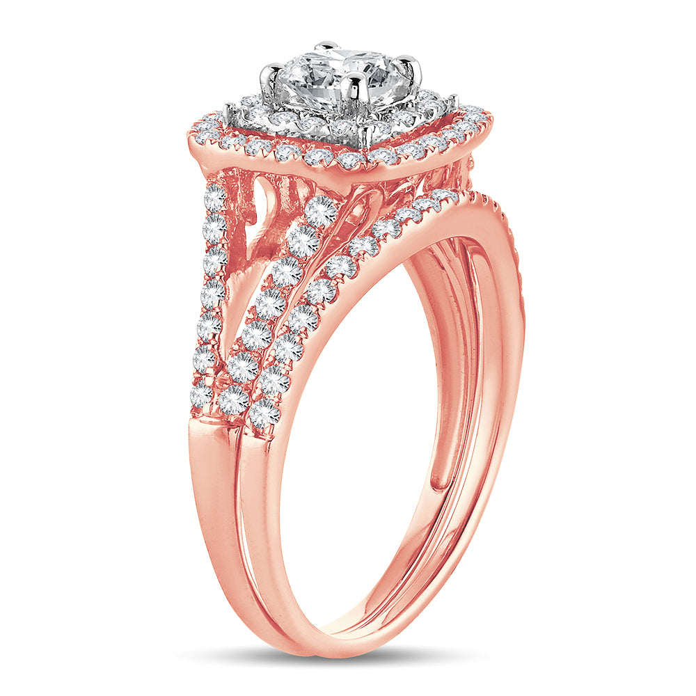 Romantic 14k Rose Gold Lab Diamond Engagement Ring - 1.11 Ct