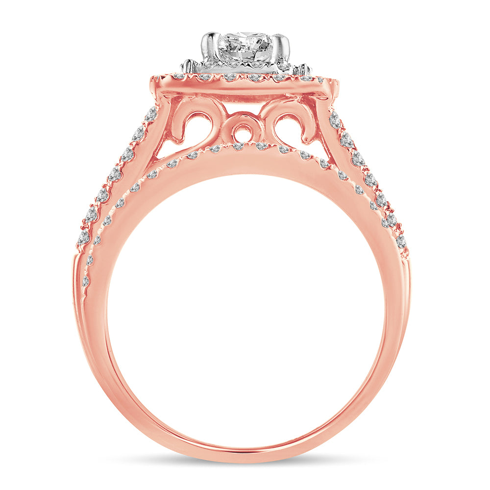 Romantic 14k Rose Gold Lab Diamond Engagement Ring - 1.11 Ct