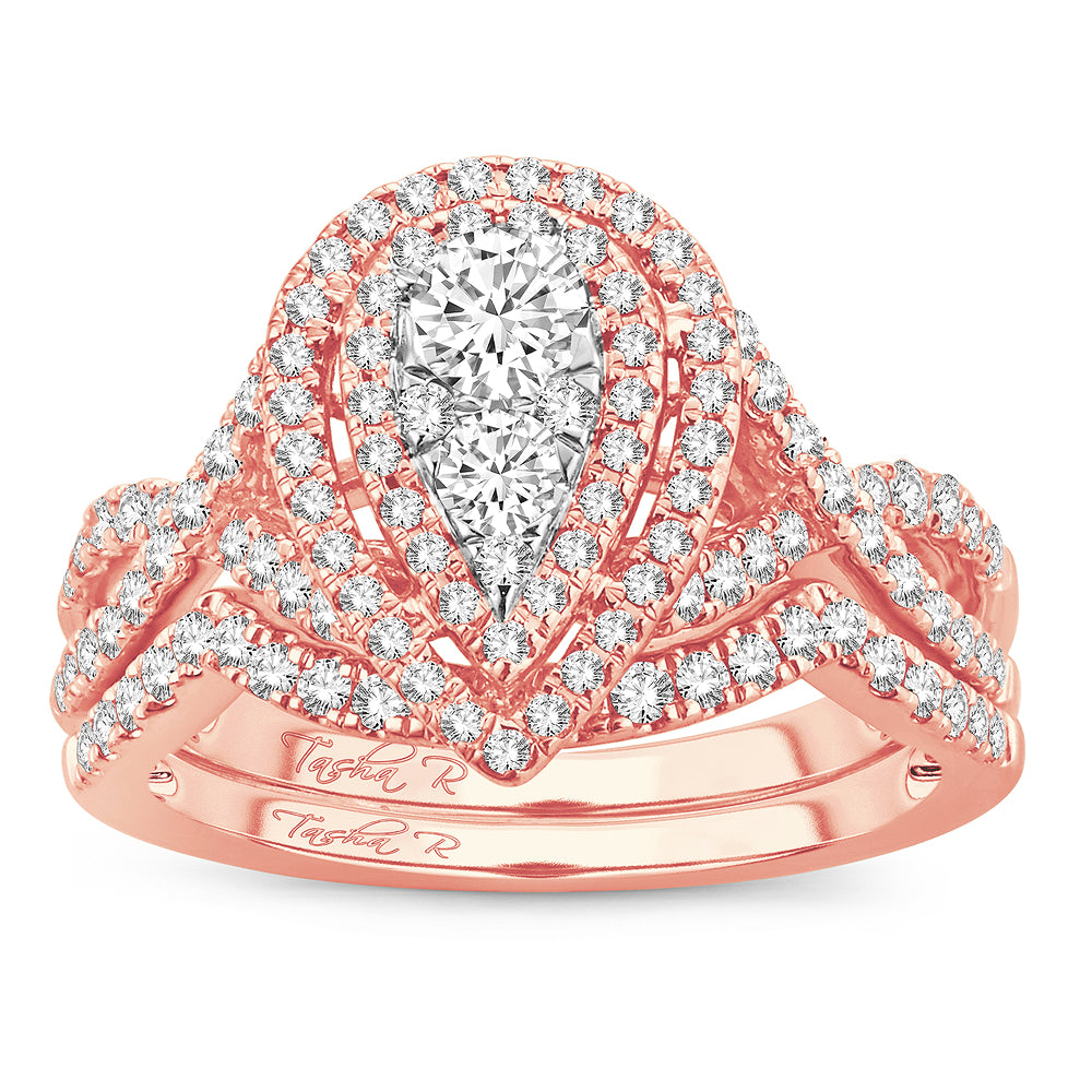 14K Rose Gold 1.00CT Diamond Bridal Ring