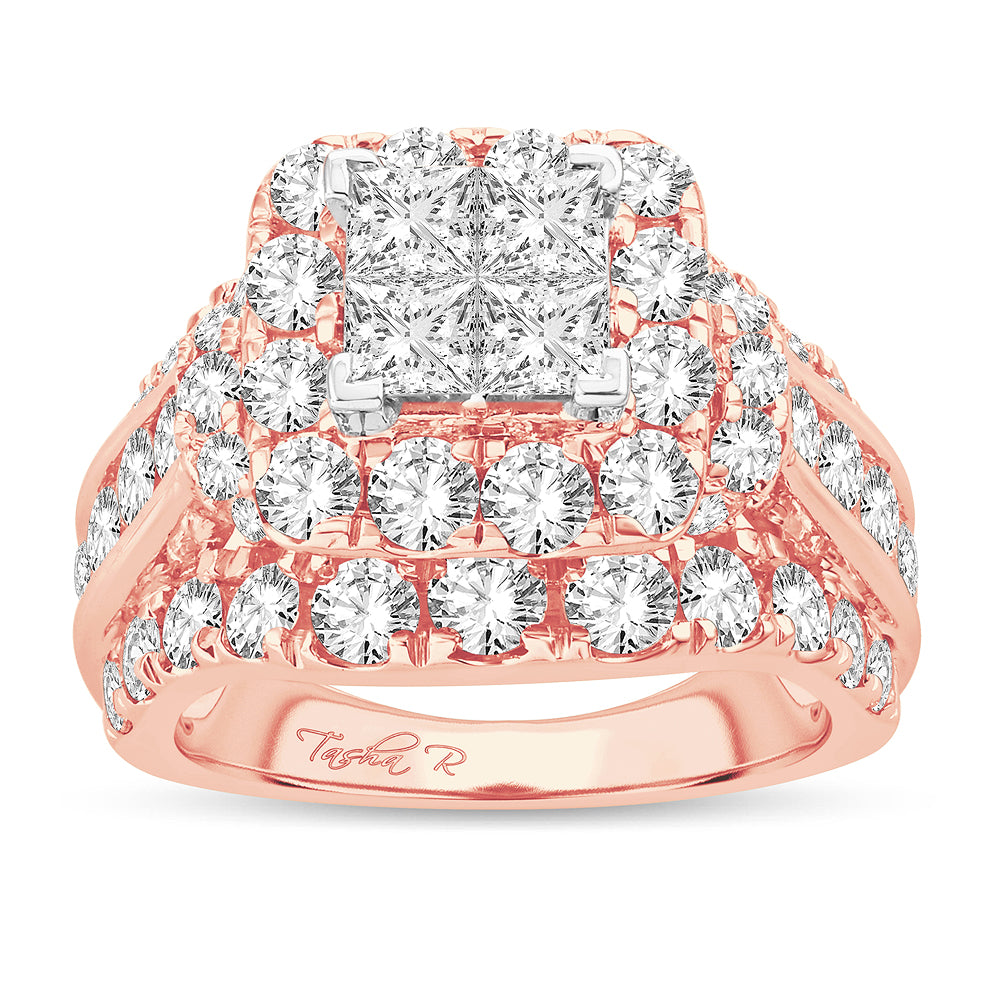 Romantic 14k Rose Gold Lab Diamond Bridal Ring 4.50CT