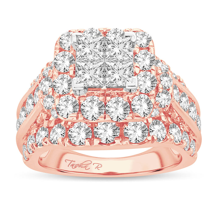 Romantic 14k Rose Gold Lab Diamond Bridal Ring 4.50CT
