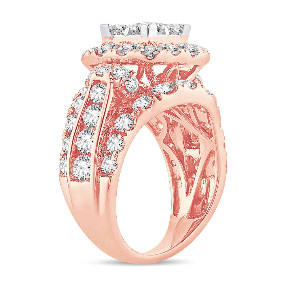 Romantic 14k Rose Gold Lab Diamond Bridal Ring 4.50CT